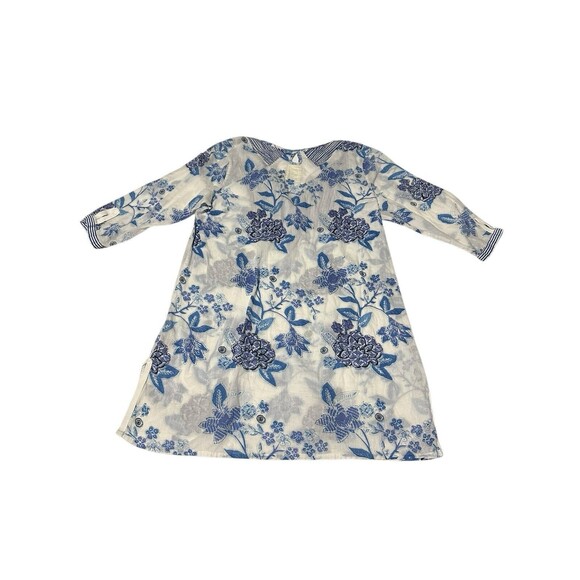 Anthropologie MERMAID Small Floral Sea Holly Tunic Top Stripes Beach Summer F10 - Picture 8 of 9